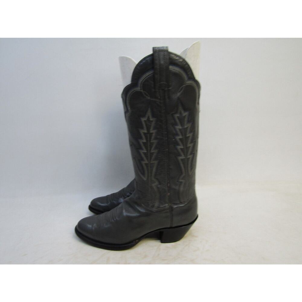 Sanders Womens Size 6.5 B Gray Leather Cowboy Western Boots